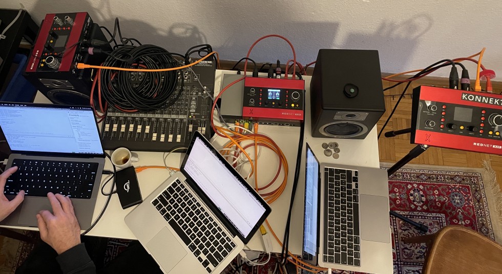 CtrlKey setup connecting three computers and three soundcards